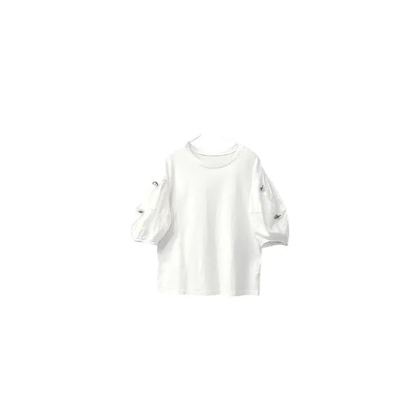 [BUNJANG] Jepyeong Marchen Volume Sleeve Bling Button T-Blouse / 제평 메르헨  볼륨소매 블링버튼  티블라우스