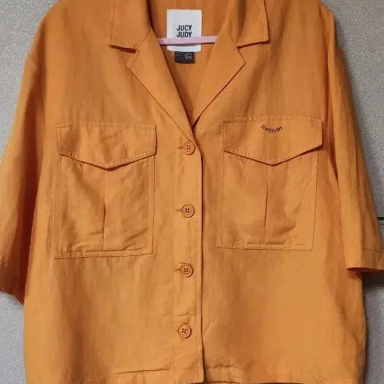 [BUNJANG] Juicy Judy Orange Shirt-Style Crop Jacket / 쥬시쥬디 오렌지색 셔츠형 크롭 자켓