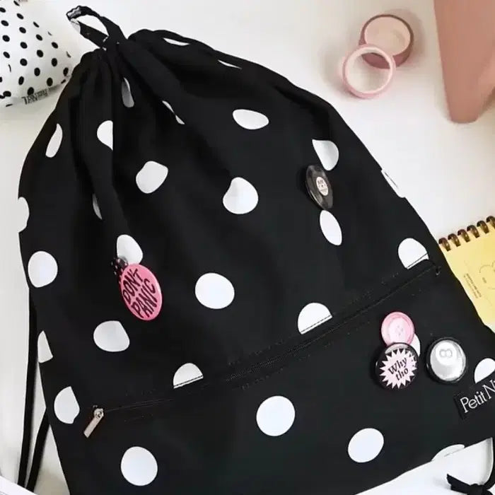 [BUNJANG] Daiso Dot String Backpack / 다이소 인기 신상 도트 스트링백팩 도트가방 새상품