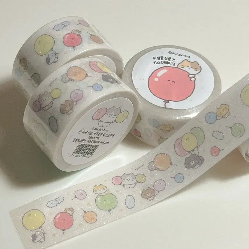 [BUNJANG] Deunginara Dunsi Dunsi Balloon Washi Tape Sticker Set / 키스컷 띵) 덩이나라 둥실둥실풍선 마테 스티커 다꾸 다꾸템 문덕