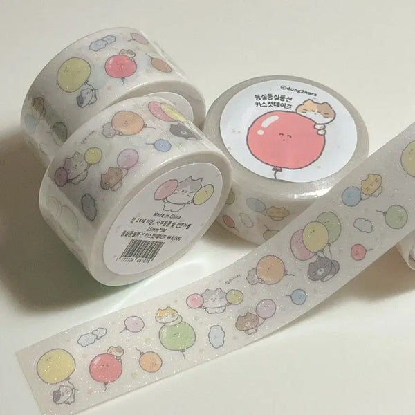 [BUNJANG] Deunginara Dunsi Dunsi Balloon Washi Tape Sticker Set / 키스컷 띵) 덩이나라 둥실둥실풍선 마테 스티커 다꾸 다꾸템 문덕