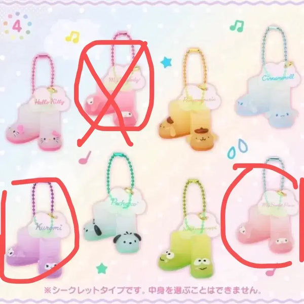 [BUNJANG] Sanrio Sweet Rain Boots Keyring - Marron Cream, Piano, Kuromi / 산리오 스위트 레인부츠 장화 키링 - 마멜, 피아노, 쿠로미