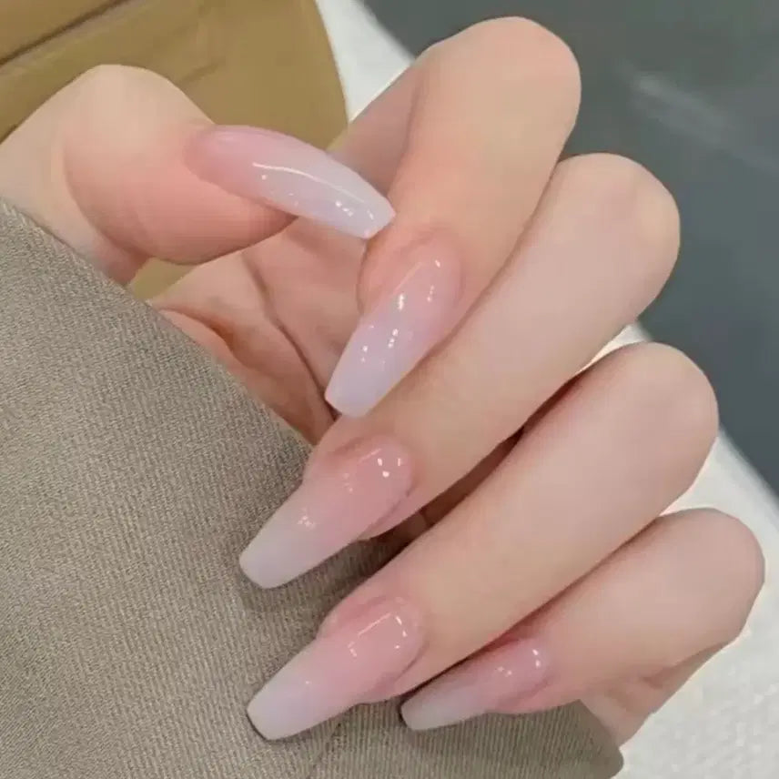 [BUNJANG] Coffin Gel Nail Tips - Gradient Pink / 코핀 젤 네일 팁 그라데이션 핑크