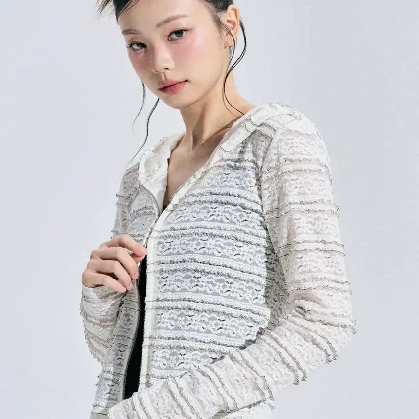 [BUNJANG] Lace Hood Zip-up Spring/Summer / 봄 여름 레이스 후드집업