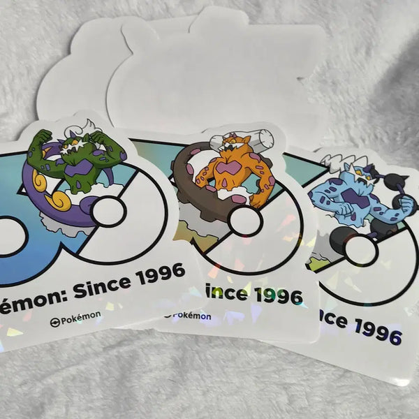 [BUNJANG] Pokemon 30th Anniversary Logo Sticker Set (Tornadus, Thundurus, Landorus, 2 Random) / 포켓몬 30주년 로고 스티커 토네로스, 랜드로스, 볼트로스, 랜덤2장