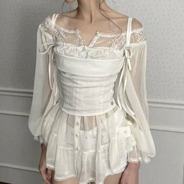 [BUNJANG] Pain or Pleasure Moonrise Blouse Heart Top Set / 세트(개별가능) 페인오어플레져 문라이즈블라우스 하트탑