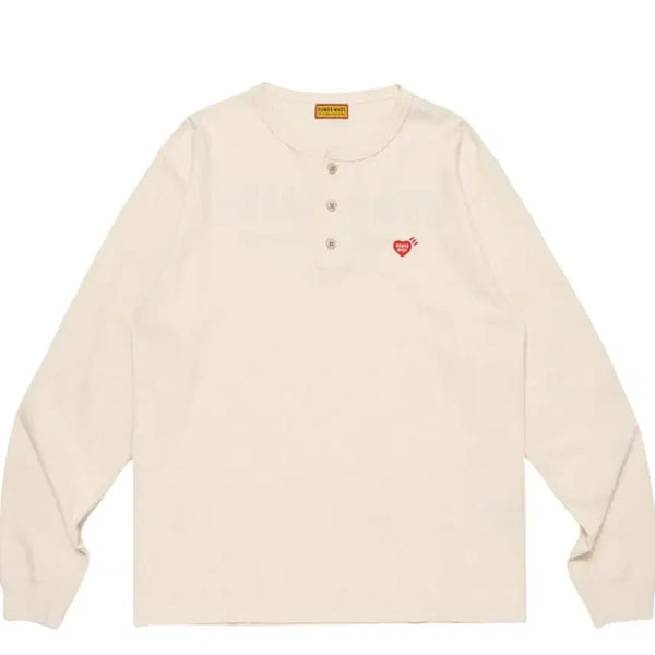 [BUNJANG] Human Made Henry Neck Long Sleeve T-Shirt White / 휴먼 메이드 헨리 넥 롱슬리브 티셔츠 화이트 새상품