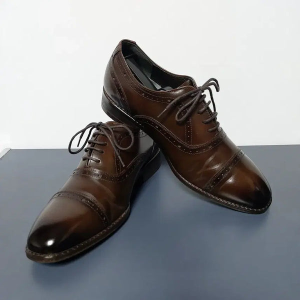 [BUNJANG] Harrison Taylor Handmade Cap Toe Oxford Dress Shoes (Dark Brown) / 해리슨테일러 수제 키높이 옥스포드 드레스 슈즈(250mm)