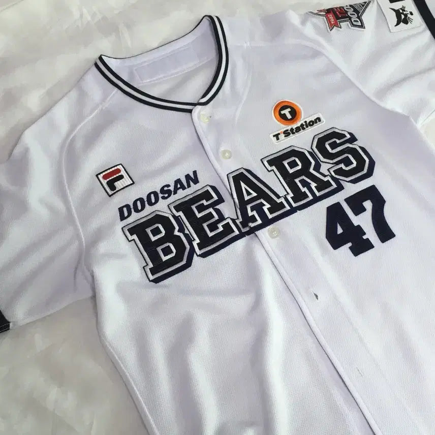 [BUNJANG] Doosan Bears FILA Retro Authentic Uniform 100 Kwak Bin / 두산베어스 휠라 레트로 유니폼 100 곽빈