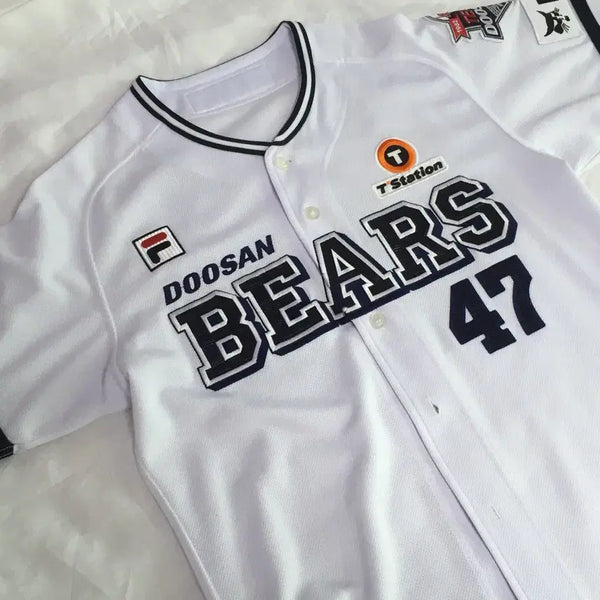 [BUNJANG] Doosan Bears FILA Retro Authentic Uniform 100 Kwak Bin / 두산베어스 휠라 레트로 유니폼 100 곽빈