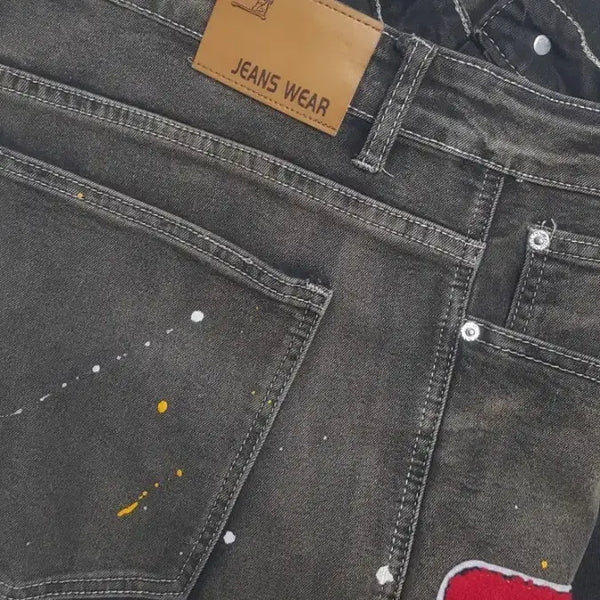 [BUNJANG] Big Size Printing Logo Cargo Jeans (38-inch, No.362) - Excellent Condition / [해외판] 빅사이즈(사방스판) 프린팅로고대님 38인치(No.362)S급!