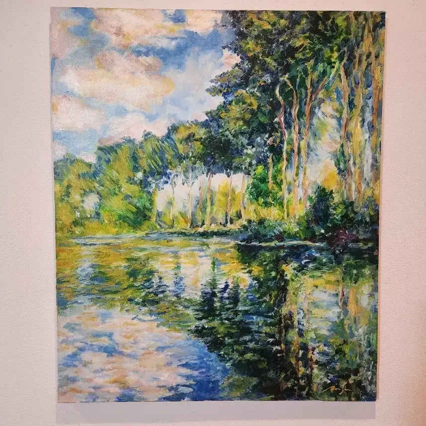 [BUNJANG] Artist Jeong In-soo Claude Monet "Poplars at the Seine" Reinterpretation Painting (Size 20) / [정인수 화백] 클로드 모네 '엡트강의 포플러나무' 재현 명화 (20호)