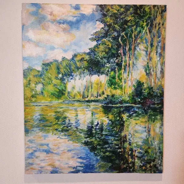[BUNJANG] Artist Jeong In-soo Claude Monet "Poplars at the Seine" Reinterpretation Painting (Size 20) / [정인수 화백] 클로드 모네 '엡트강의 포플러나무' 재현 명화 (20호)