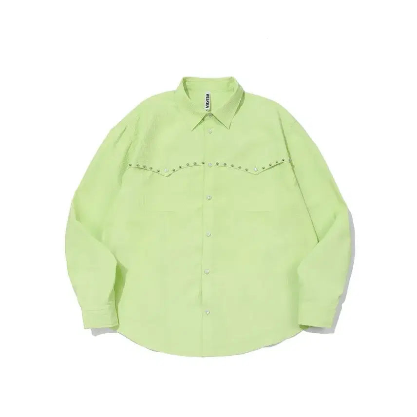 [BUNJANG] Wesken Rivet Dobby Shirt Lime 2 Size / 웨스켄 WESKEN 웨스턴 리벳도비 셔츠 라임 2 사이즈