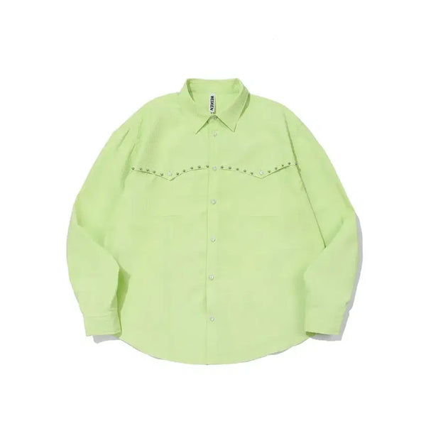 [BUNJANG] Wesken Rivet Dobby Shirt Lime 2 Size / 웨스켄 WESKEN 웨스턴 리벳도비 셔츠 라임 2 사이즈