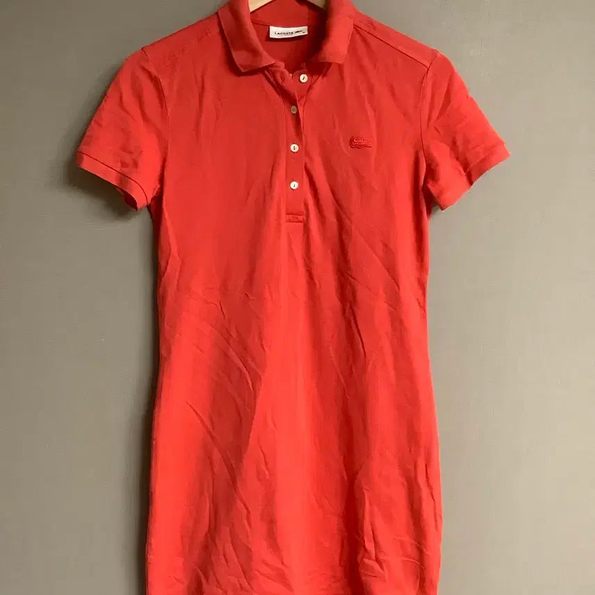 [BUNJANG] Lacoste PK Slim Fit Dress Red 38 / 라코스테 PK 원피스 다홍색 슬림핏 38사이즈