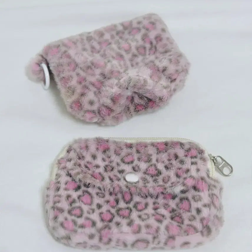 [BUNJANG] Gyaru Pink Leopard Print Wallet & Pouch Set / 갸루 핑크 레오파드 지갑+파우치 (디카 파우치)