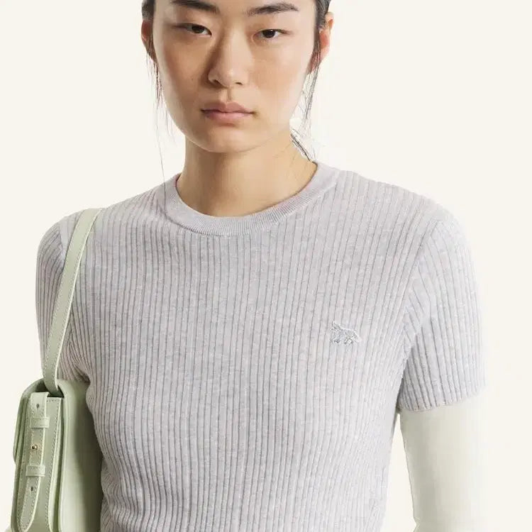 [BUNJANG] Maison Kitsuné Baby Fox Short Sleeve Knit - Gray / 메종키츠네 베이비폭스 반팔 니트 그레이