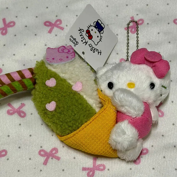 [BUNJANG] Hello Kitty Matcha Ice Cream Plush Keychain / 헬로키티 말차 아이스크림 인형 키링