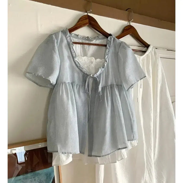 [BUNJANG] Petrichor Frill Stripe Blouse / 지그재그 페트리코어 프릴 스트라이프 블라우스
