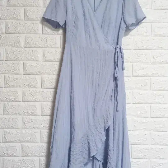 [BUNJANG] Sky Blue Frill Wrap Dress / 밝은 하늘색 프릴 랩 원피스 상태굿