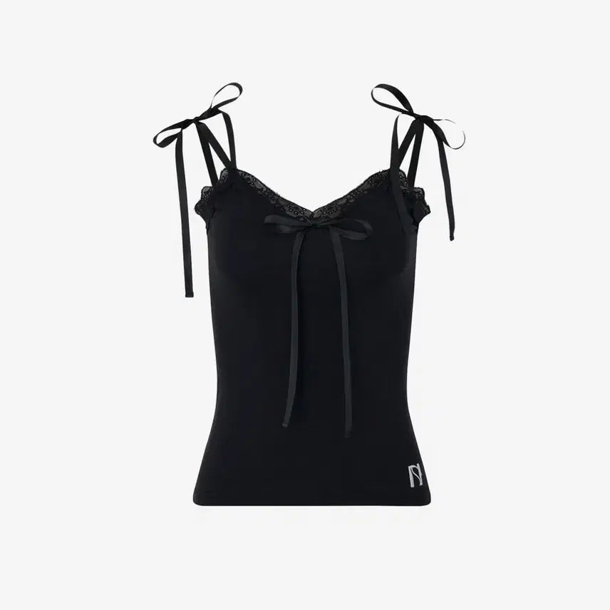 [BUNJANG] Newearlin Ribbon Lace Sleeveless Top Black / 뉴얼린 Ribbon lace sleeveless Top 블랙
