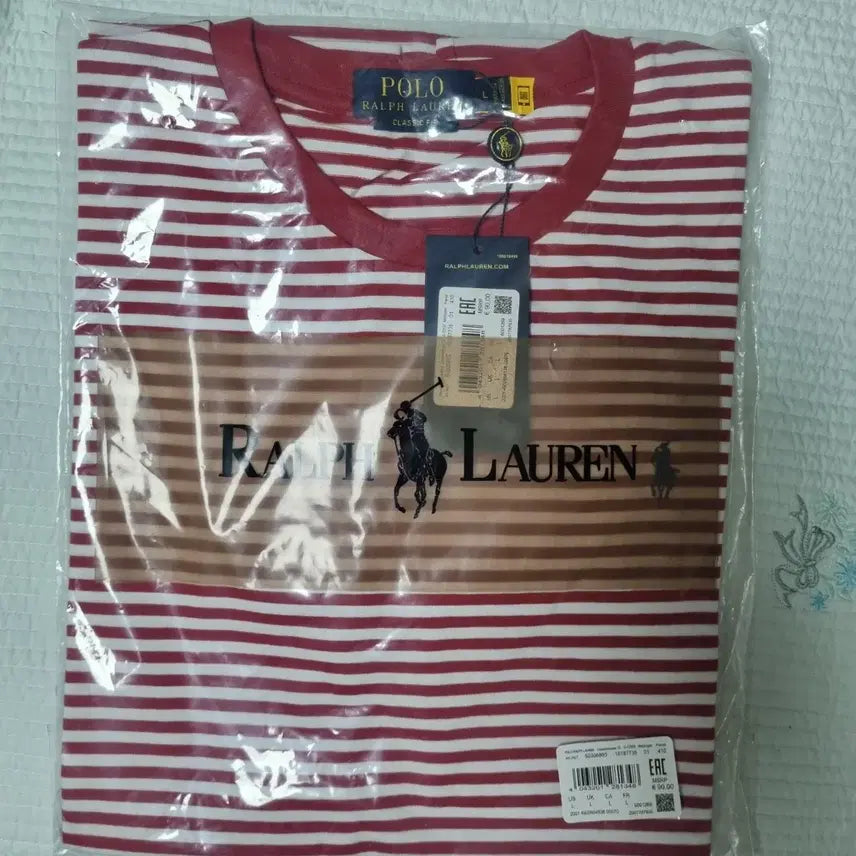 [BUNJANG] Polo Ralph Lauren Striped Short Sleeve T-Shirt Red L / 폴로 단가라 반팔 레드 L