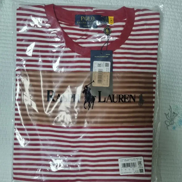 [BUNJANG] Polo Ralph Lauren Striped Short Sleeve T-Shirt Red L / 폴로 단가라 반팔 레드 L