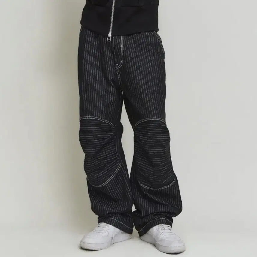 [BUNJANG] Paradigm Film Denim Stripe Double Knee Pants (Unisex) / 패러다임 필름 데님 스트라이프 더블니 팬츠 새상품