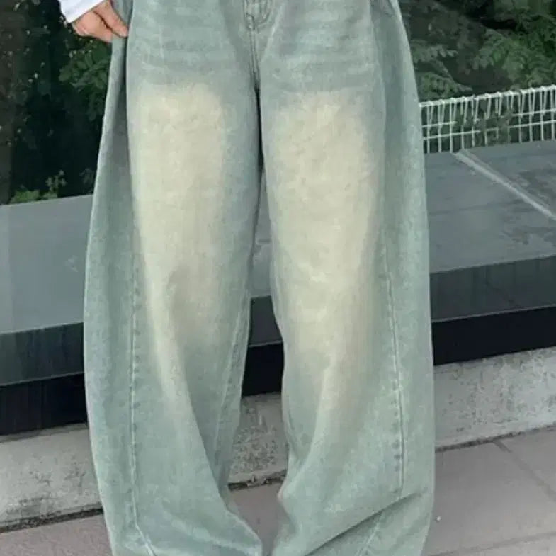 [BUNJANG] Wide Fit Washed Denim Pants / 벌룬팬츠 와이드 데님 팬츠 연청 워싱 (더이상안내려여