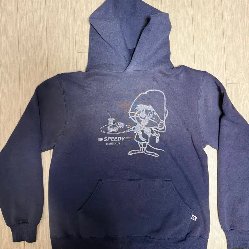 [BUNJANG] Russell Athletic 80s Purple Speedy Hoodie / 80s 러셀 선페이딩 에이징 보라색 스피디 후드티 USA