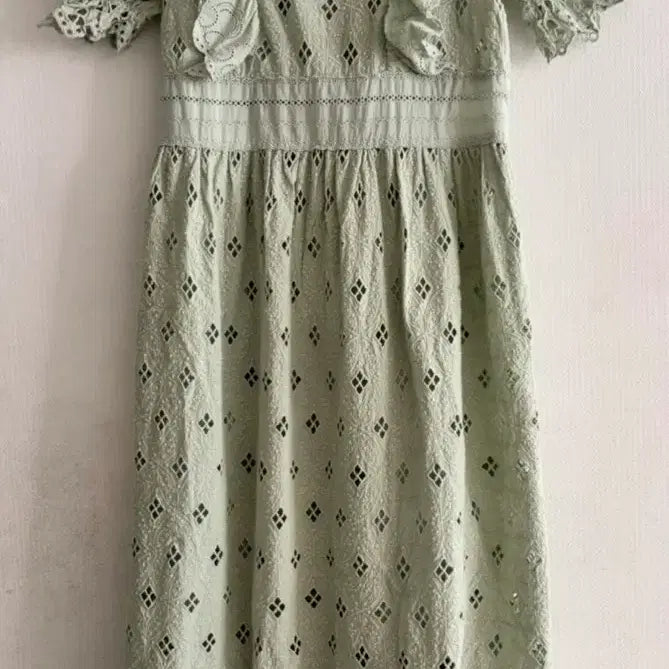 [BUNJANG] BySSINY Mint Punch Lace Long Dress / 바이씨니 민트색 에이스 원피스