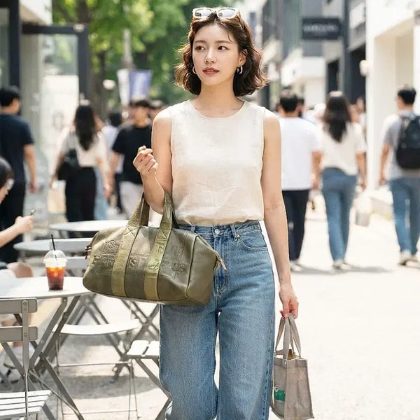 [BUNJANG] Yves Saint Laurent Vintage Metallic Khaki Bowling Bag / 입생로랑  여성백