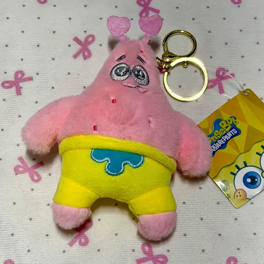 [BUNJANG] SpongeBob SquarePants Patrick Star Heart Plush Keychain Bag Charm / 새상품 스폰지밥 뚱이 하트 인형 키링 가방고리