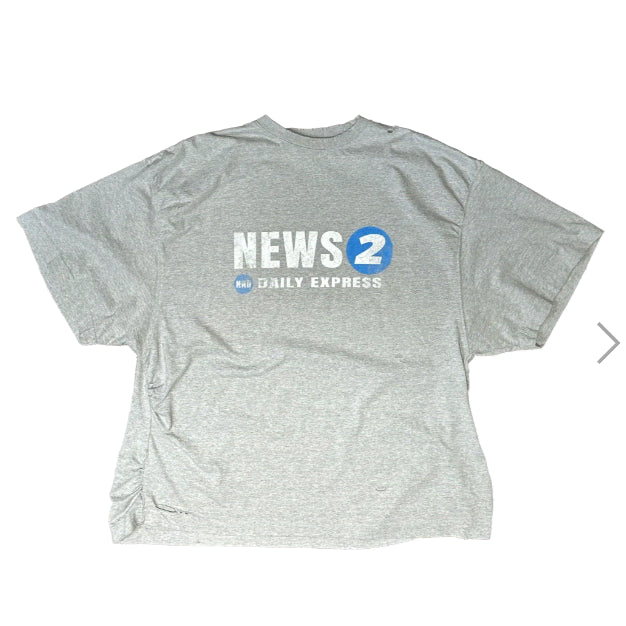 [BUNJANG] Nonnode Puckering News T-Shirt Vintage Grey / [2] 논노드 퍼커링 뉴스 티셔츠 빈티지 그레이