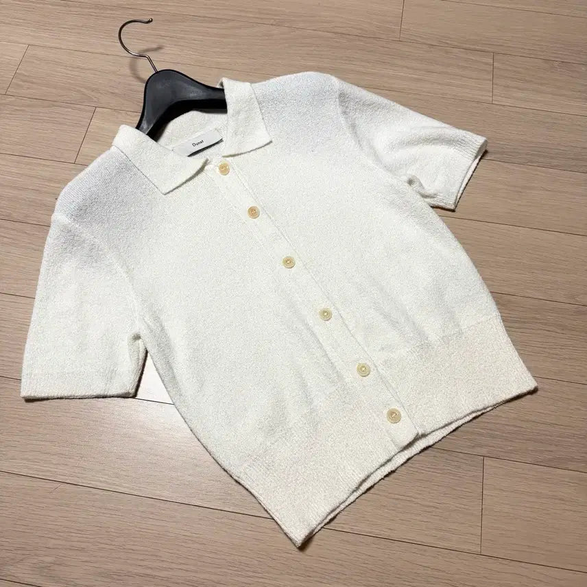 [BUNJANG] Dunst Open Collar Summer Bouclé Knit Cardigan 5-Part Short-Sleeve T-Shirt / 던스트 dunst 오픈 카라 썸머 부클 니트 여름 가디건 5부 반팔티셔츠