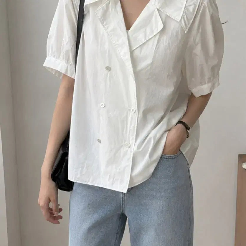 [BUNJANG] JJro White Crinkled Blouse / JJro 바스락 블라우스