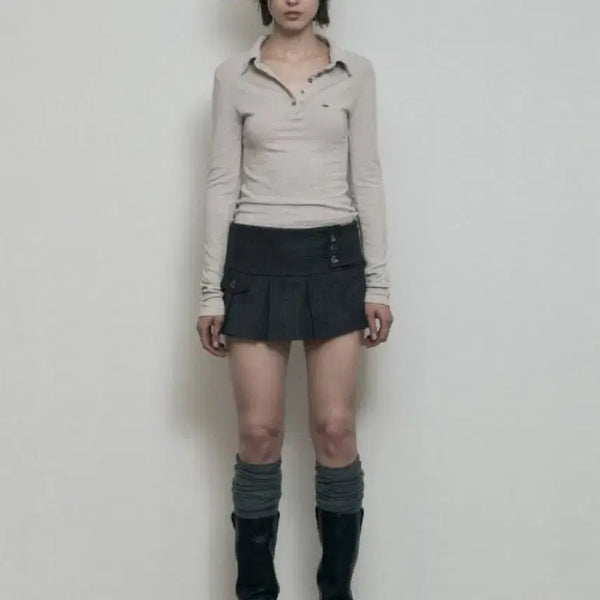 [BUNJANG] Bohemian Seoul Pleated Wrap Skirt Deep Gray / 보헤미안서울 플리츠 랩스커트 딥그레이