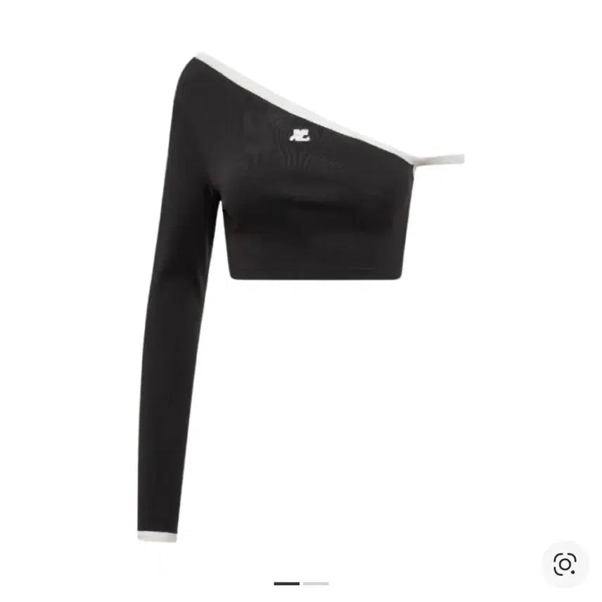 [BUNJANG] Courreges One Shoulder Logo Crop Long Sleeve Top Black / (S) 꾸레쥬 원숄더 로고 크롭 롱슬리브 탑 블랙