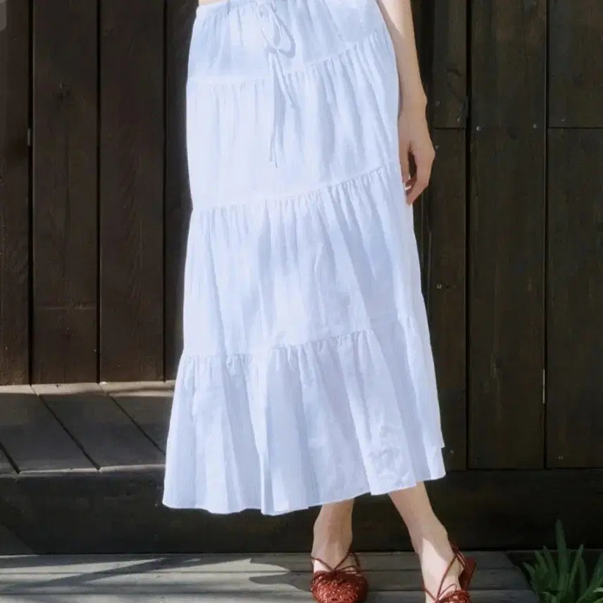 [BUNJANG] Mixxo Tiered Long Skirt White / 미쏘 캉캉 롱 스커트 화이트 M