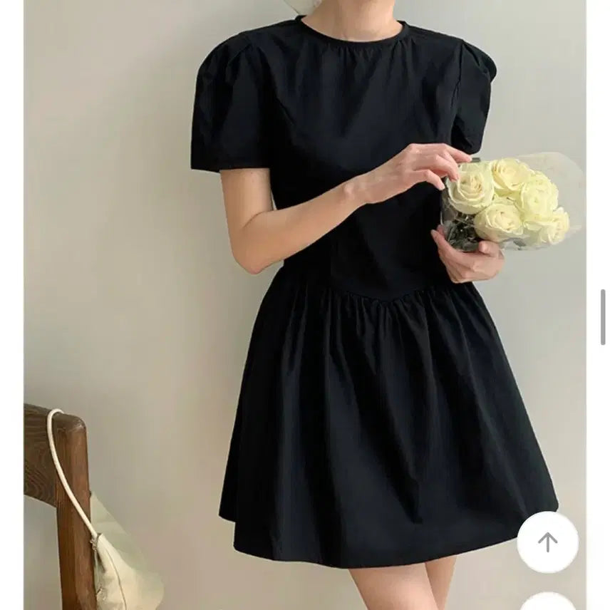 [BUNJANG] Black Puff Sleeve Mini Dress / 여름 하객룩 블랙 퍼프 미니 원피스
