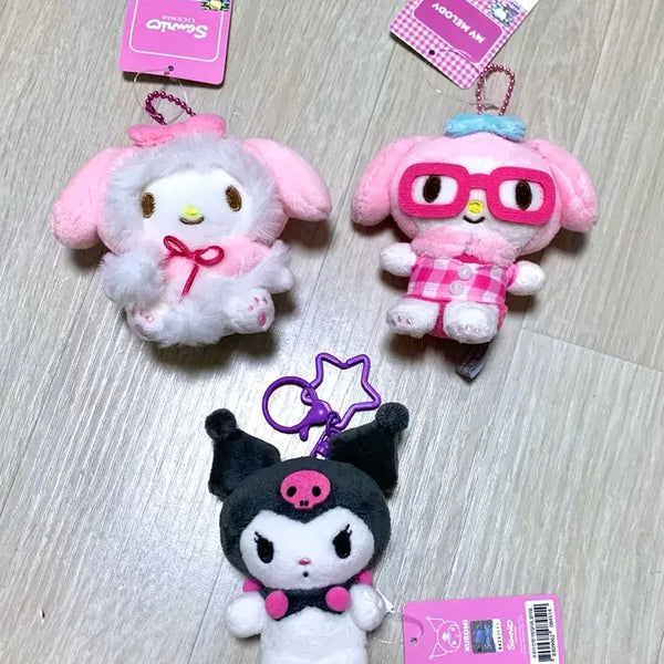 [BUNJANG] Sanrio My Melody & Kuromi Plush Keychains (Set of 3) / (3개일괄가격) 산리오 마이멜로디 쿠로미 인형 키링 3종