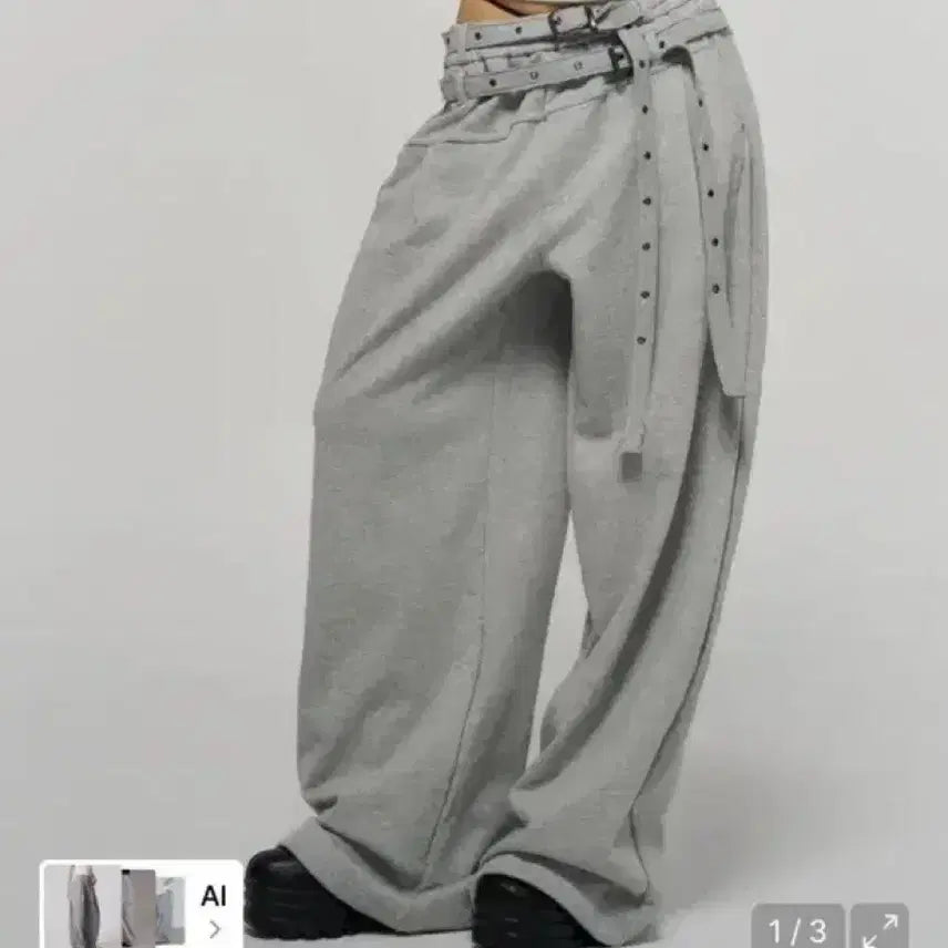 [BUNJANG] SKZOO Inducing Belted Sweatpants Grey Training Pants / 스키즘인듀싱 - BELTED SWEAT PANTS GREY 트레이닝팬츠
