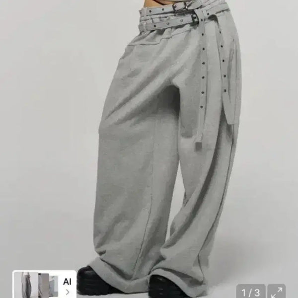 [BUNJANG] SKZOO Inducing Belted Sweatpants Grey Training Pants / 스키즘인듀싱 - BELTED SWEAT PANTS GREY 트레이닝팬츠