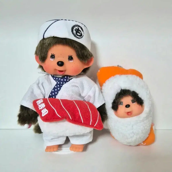 [BUNJANG] Monchhichi Sushi Chef + Salmon Sushi Keychain Set / [고전] 스시장인 몬치치 + 연어스시 세트할인