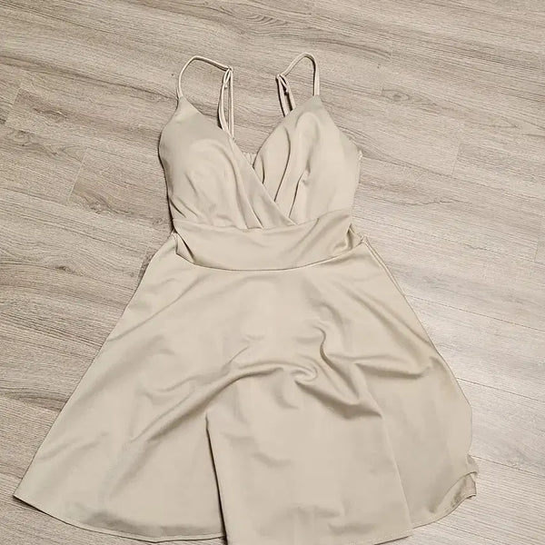 [BUNJANG] Beige Mini Slip Dress / 베이지 슬립 드레스