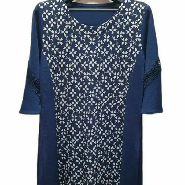 [BUNJANG] Flower Lace Sleeve Blouse Navy / 새상품/플라워 레이스소매블라우스