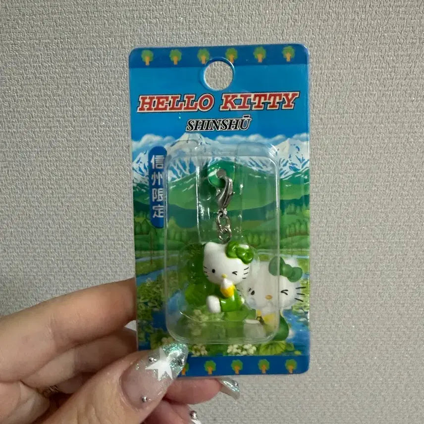 [BUNJANG] Classic Kitty Box Strap Keychain / 고전 키티 박스 스트랩 키링 와사비 키티