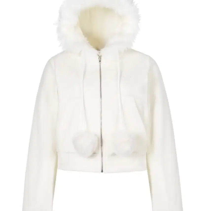 [BUNJANG] IDang Club Faux Fur Velvet Top White / 아이당클럽 퍼 벨벳 탑 화이트