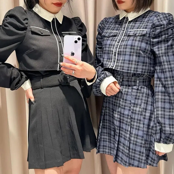 [BUNJANG] Bubbles Navy Check Setup Set / 버블즈 네이비 체크 셋업